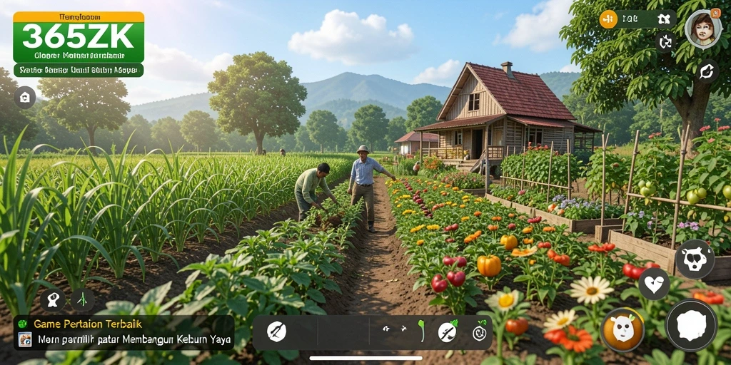 Gameplay seru di 365ZK dengan berbagai tanaman yang dapat ditanam.