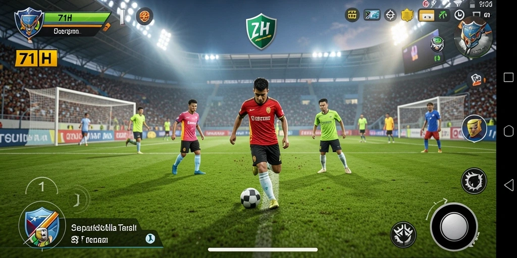 Tangkapan layar utama 71H menampilkan aksi bermain sepak bola yang mendebarkan.