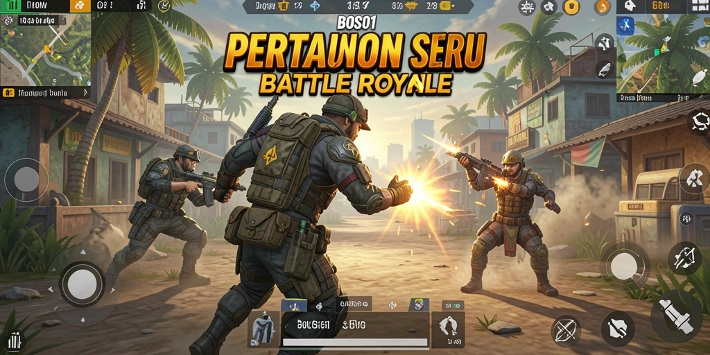 Tampilan seru gameplay BOS01 dalam pertarungan Battle Royale.