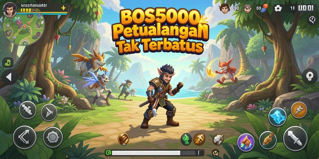 Tangkapan layar menampilkan aksi seru dari gameplay petualangan BOS5000.