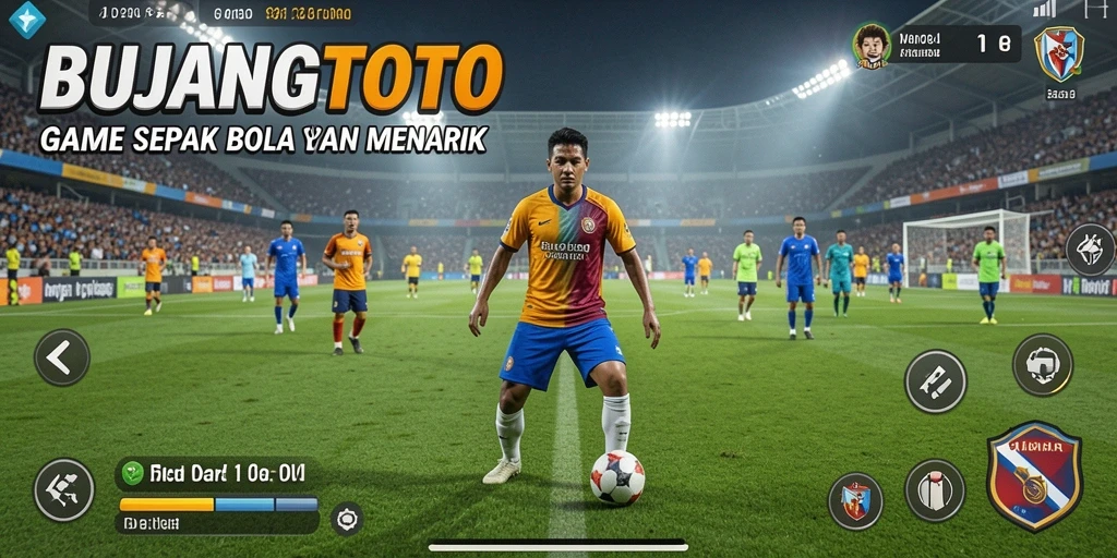 Tampilan gameplay menarik dalam BUJANGTOTO dengan aksi sepak bola seru.