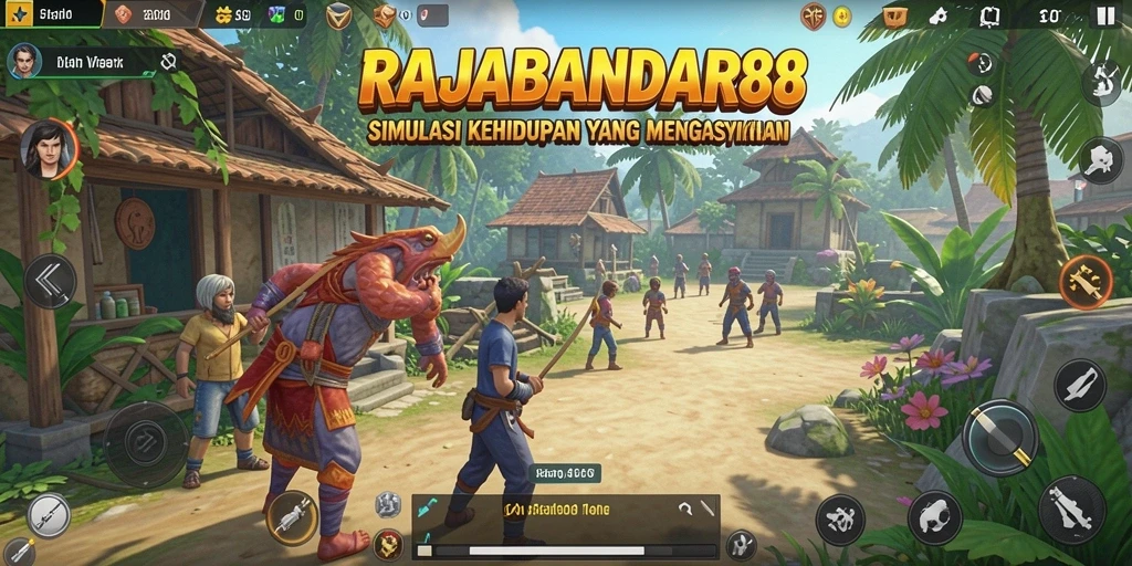 Screenshot utama RAJABANDAR88 menampilkan gameplay simulasi kehidupan yang menarik.